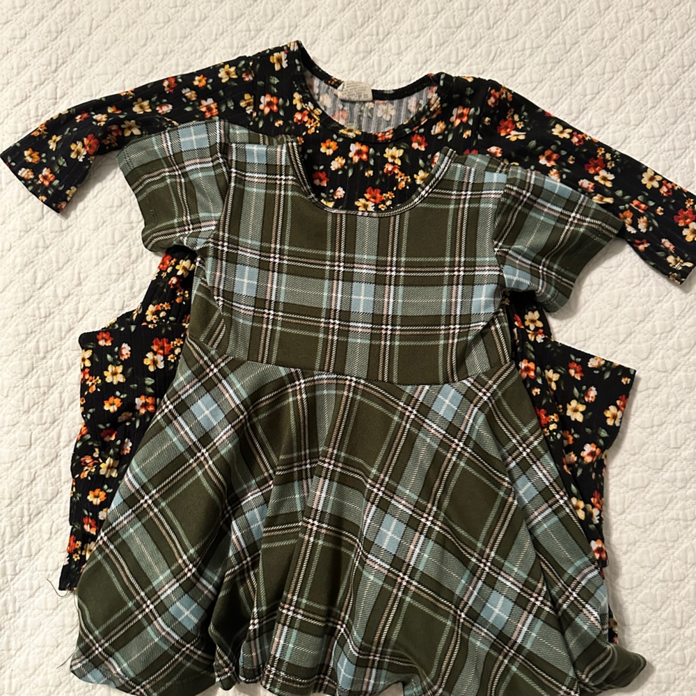 Little Lopers Plaid and Floral Kids Dress Set 12-18 month
